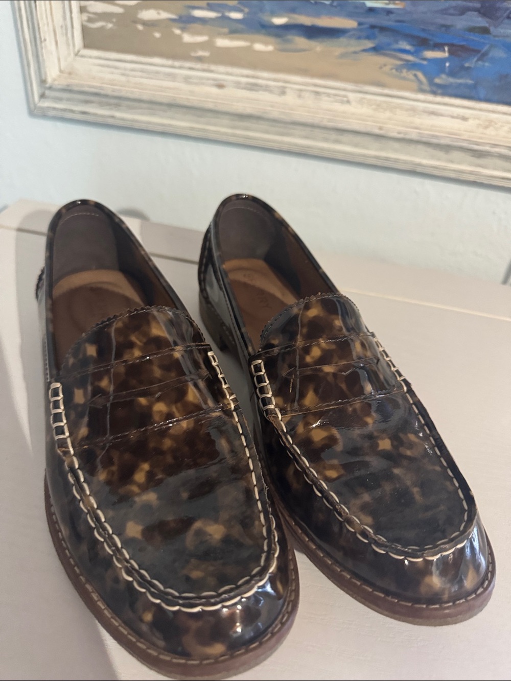 Sperry Tortoiseshell Patent Penny Loafers - Brown